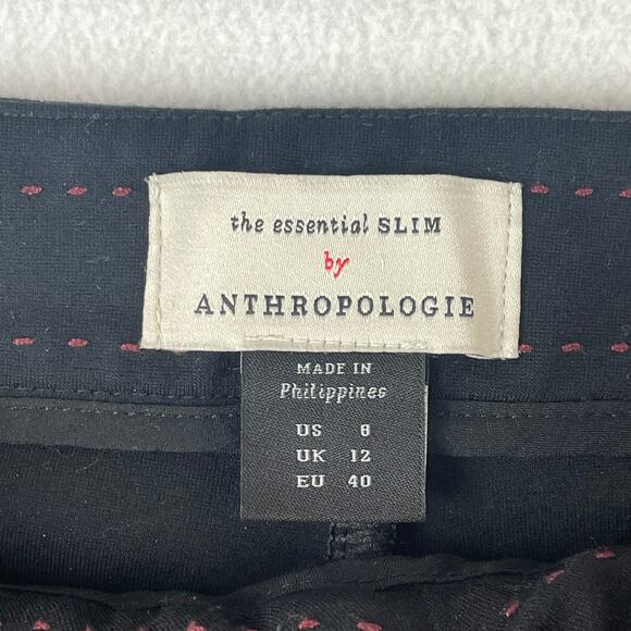 THE ESSENTIAL SLIM BY ANTHROPOLOGIE SIZE 8 BLACK PANTS TROUSER - Picture 4 of 11